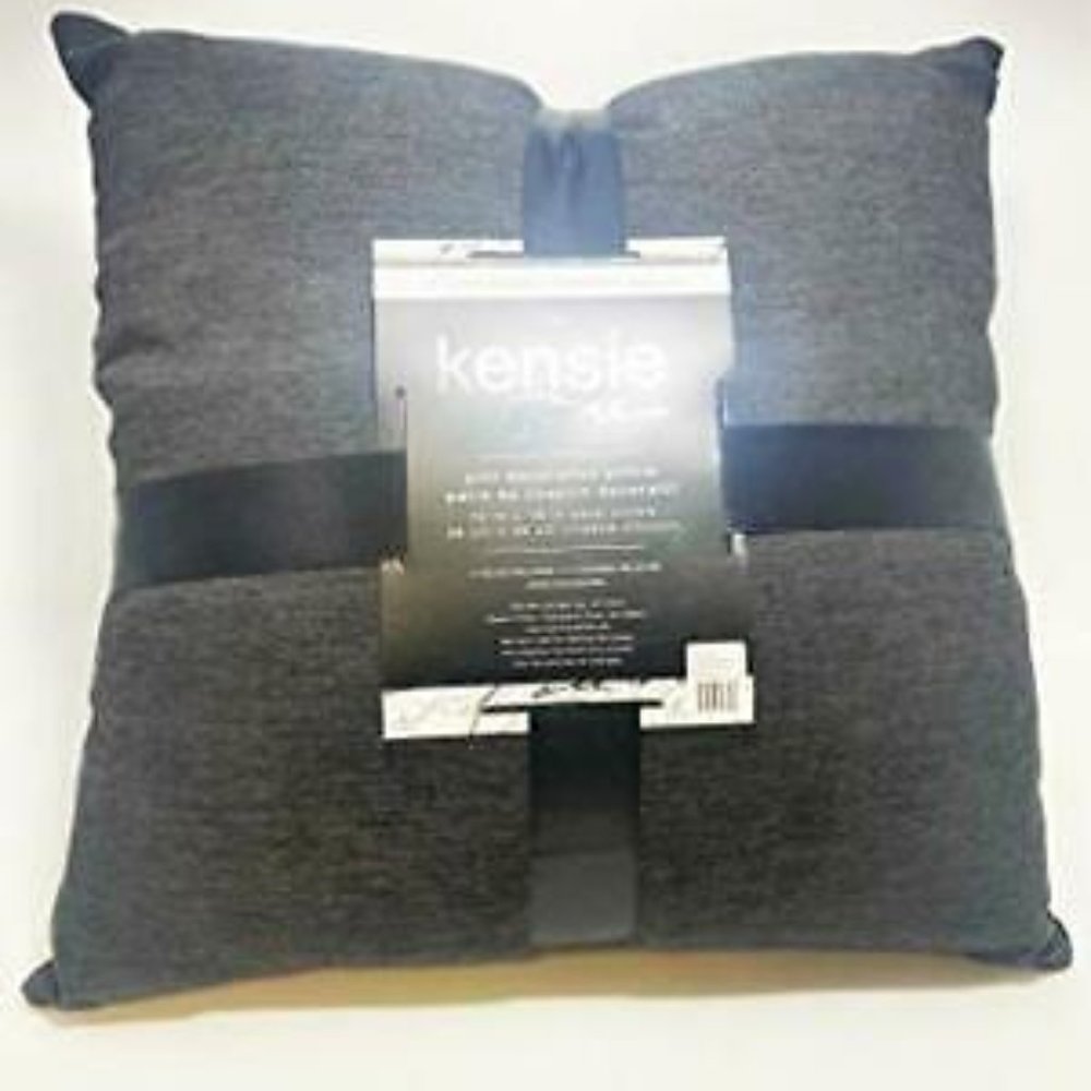Kensie Home Velvet Decorative Charcoal Grey Pillow